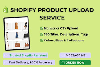upload shopify products with SEO variants, images and descriptions