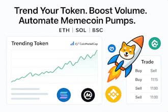develop dextool trending bot, solana volume bot, memecoin bot, cmc trending bot