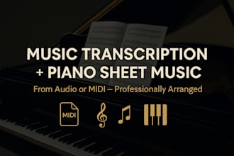 transcribe music and create piano sheet music from audio or midi