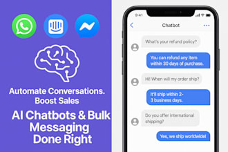 develop whatsapp ai chatbot, intercom chatbot, messenger chatbot, bulk sender
