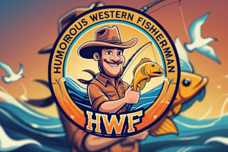 create humorous western fisherman logo free source file