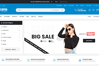 design woocommerce website with porto, woodmart theme