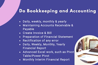 do bookkeeping and accounting by using xero quickbooks online excel and wave