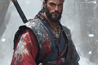 design dnd art, character fantasy illustration for dnd party