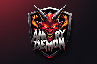 make amazing angry demon logo with creative concepts