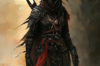 design cyberpunk and fantasy character splash art