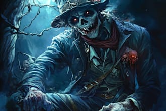create a fantasy horror character art and horror art