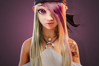 made 3d stylized character in maya, blender, moho, zbrush for film, game, print