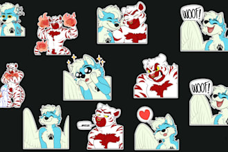 draw furry telegram sticker design nsfw discord sticker fursona art commission