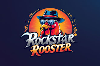design unique rockstar rooster logo for your business