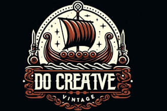 do creative vintage viking ship skull logo