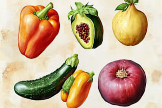 draw realistic illustrations of flowers, plants, fruits, etc