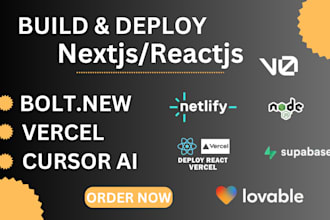 deploy reactjs, nextjs using bolt new cursor ai lovable, v0, shadcn ui, supabase