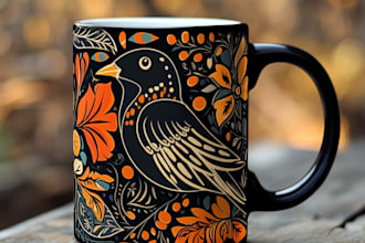 design your logo on cool coffee mug or cup and mockup