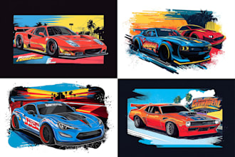 draw automotive car illustration vector tshirt merch design