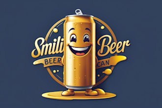 do amazing smiling beer can logo with unlimited revisions