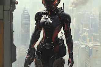 create illustration, fantasy sci fi character design