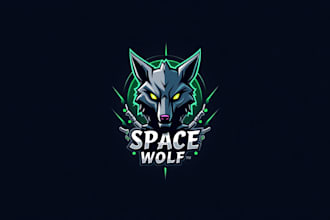 do space wolf esport mascot logo design