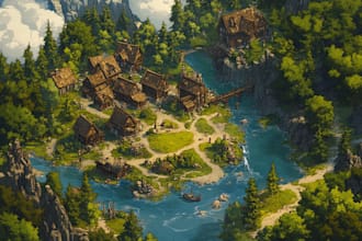 create fantasy map illustration for dnd, novels and games