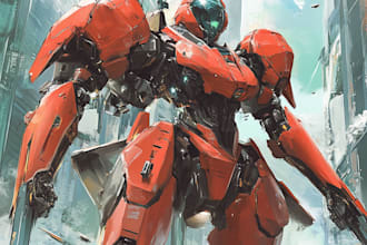 illustrate mecha vector art for your brand