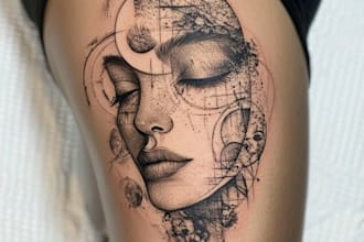 make a your japanese custom tattoo design and illustration