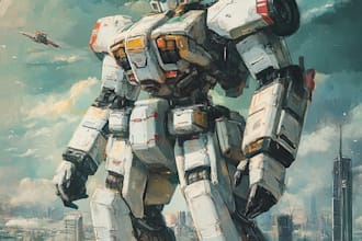 create custom mecha illustration art in my style