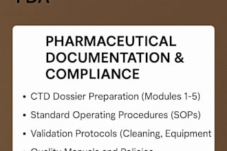 create gmp, QA, and regulatory pharma documents as per who, ich, and fda