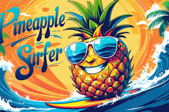 do awesome pineapple surfer logo with free vector file