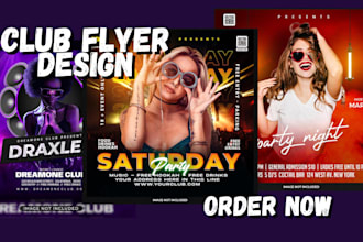 design party, concert, event, club, music, film, movie poster, postcard or flyer