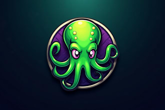 do awesome green cthulhu mascot logo design