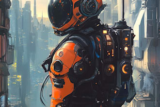 create sci fi character illustration or fantasy sci fi art