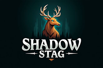 design realistic shadow stag mascot logo for you  with express delivery