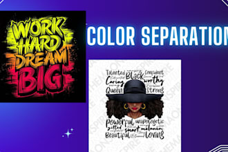 do expert color separation halftone and vector artwork for screen print