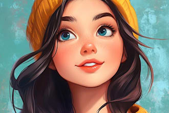 do a beautiful disney cartoon style portrait for you