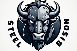 design high quality steel bison mascot logo with express delivery