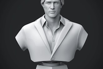 design 3d realistic headbust,iconic 3d bust model,pic to stl,2d to 3d,3dprinting
