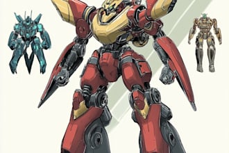 draw mecha robot armor character concept for you