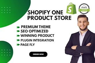 build shopify one product dropshipping store, landing page