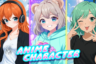draw anime art of your vtuber, anime character, or custom pfp