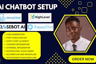 set up gohighlevel with ai chatbot zappychat closebot manychat
