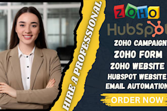 design a zoho hubspot website for CRM focused businesses with custom integration