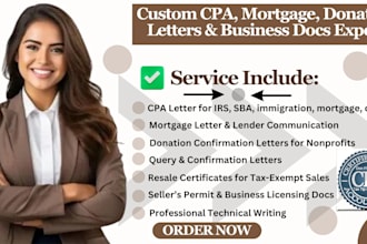 write income verification CPA, employment, offer comfort, itin, business letters