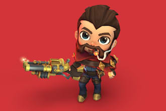 do 3d cute chibi character,funko, toys,mascot 3d model for print,game or animate