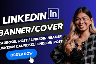 design stunning linkedin banner cover header carousel and post for your profile