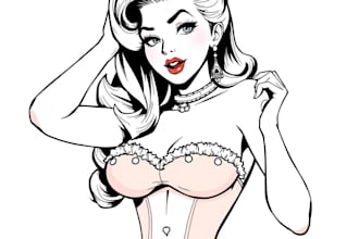 draw a pin up girl and pin up girl illustration