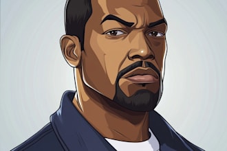 draw a handdrawn cartoon portrait in gta style