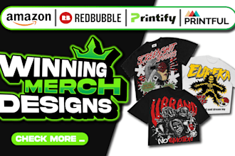 do bulk t shirt designs for merch, printful and amazon