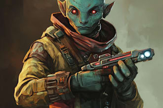 create a amazing sci fi character illustration
