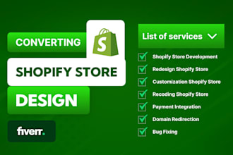 design, clone, redesign shopify website, recoding, or convert to wordpress