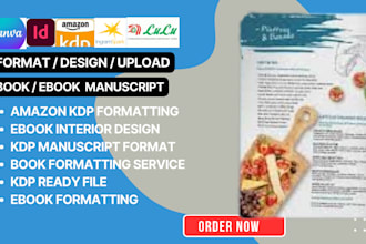 format design upload ebook book  manuscripts for kdp amazon lulu ingramspark